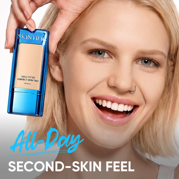 Daily Skin Tint & Powder Foundation & Peptide Brightening Lip Serum Set