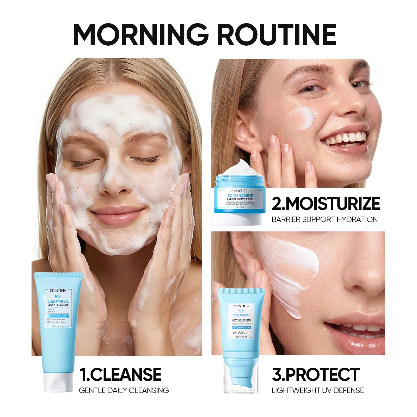 5X Ceramide Cleanser + Moisture Gel + Sunscreen 3pcs Set